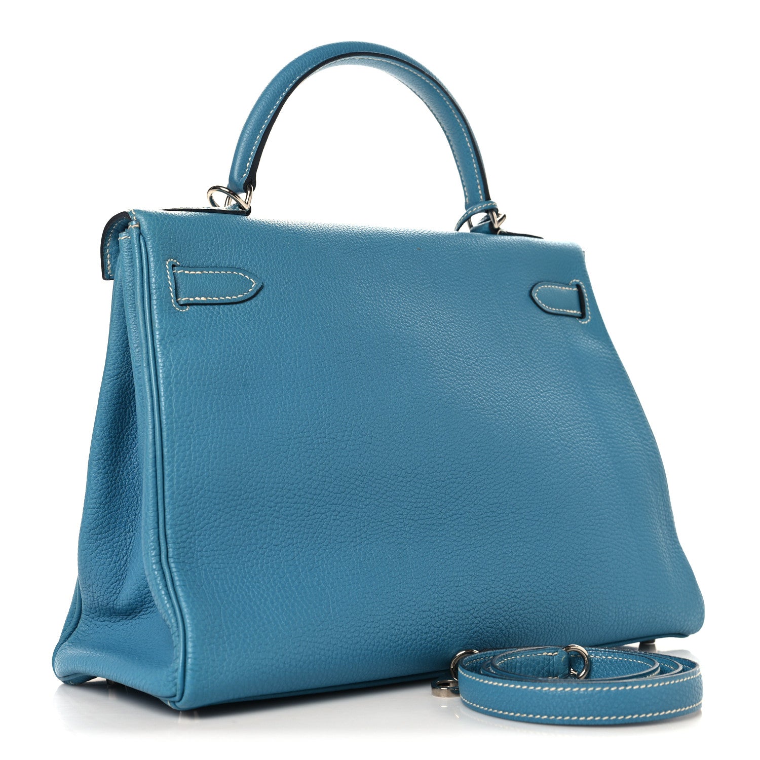 Hermes Togo Kelly Retourne 32 Bleu Jean 3 of 13