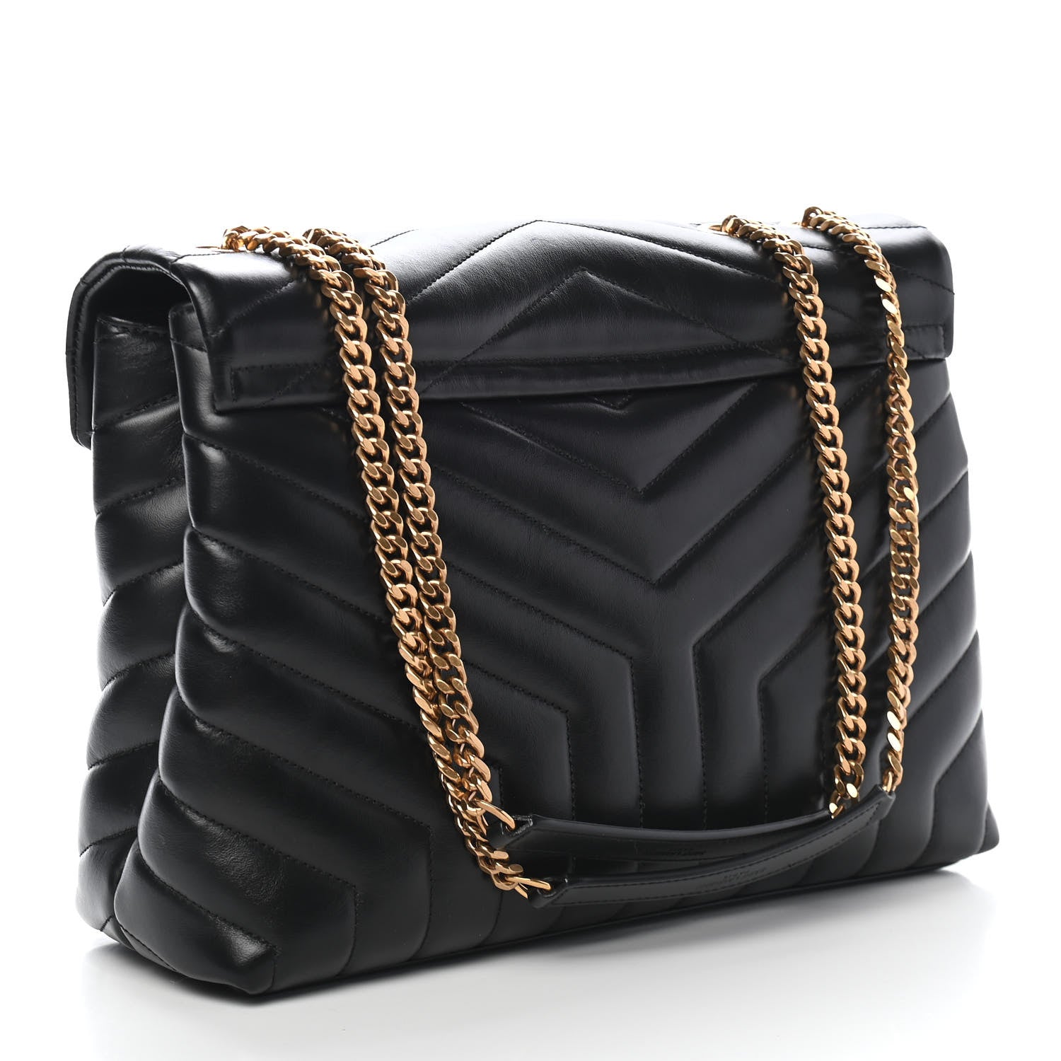 Saint Laurent Calfskin Y Quilted Monogram Medium Loulou Chain Satchel Black 3 of 9