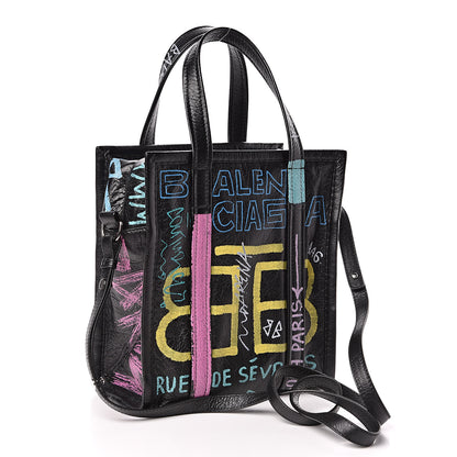 Balenciaga Agneau Arena Graffiti All Over XS Bazar Shopper Tote Black Multicolor 3 of 10
