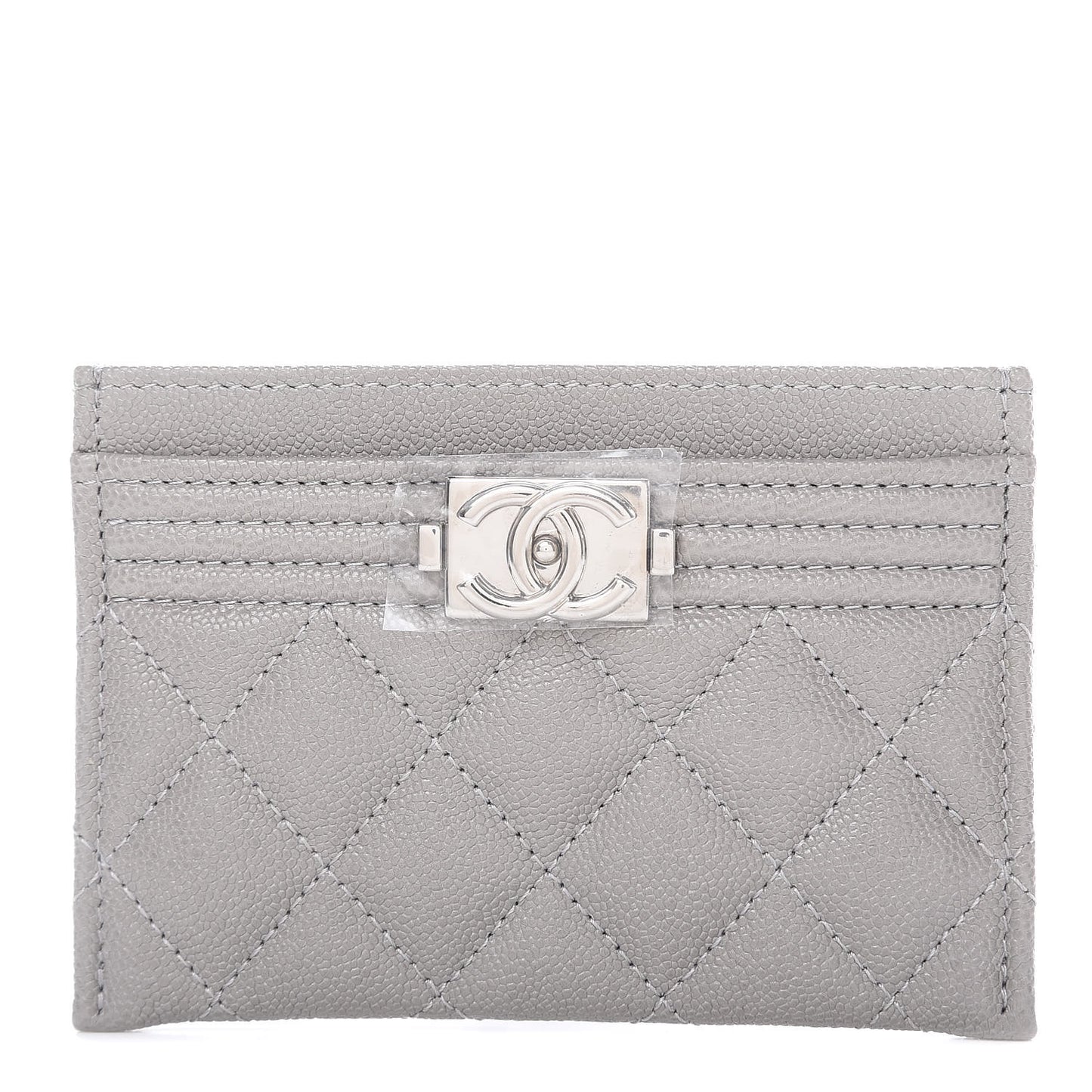 Caviar Quilted Boy Card Holder Grey