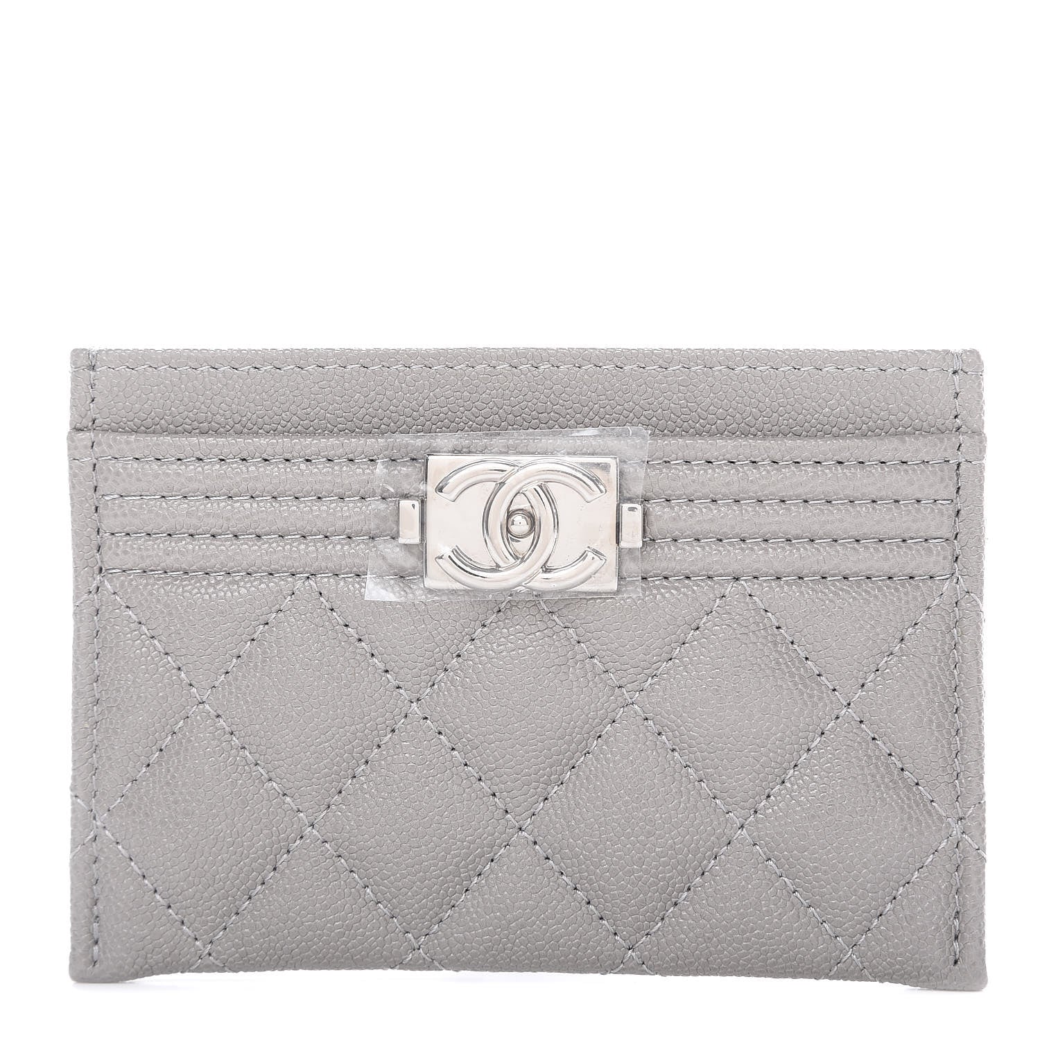 Chanel Caviar Quilted Boy Card Holder Grey 1 of 10