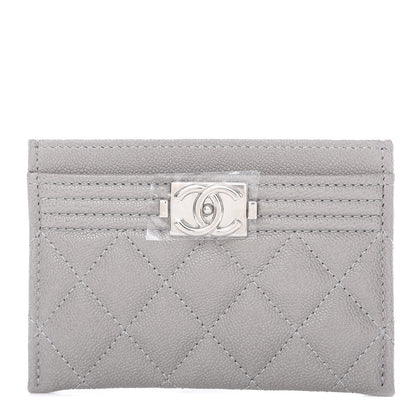 Chanel Caviar Quilted Boy Card Holder Grey 1 of 10