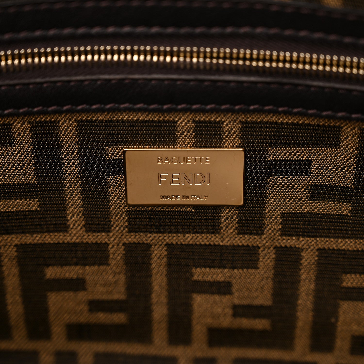 Fendi Fabric Jacquard FF 1974 Large Baguette Tobacco Moro Fuxia Fluo 6 of 11
