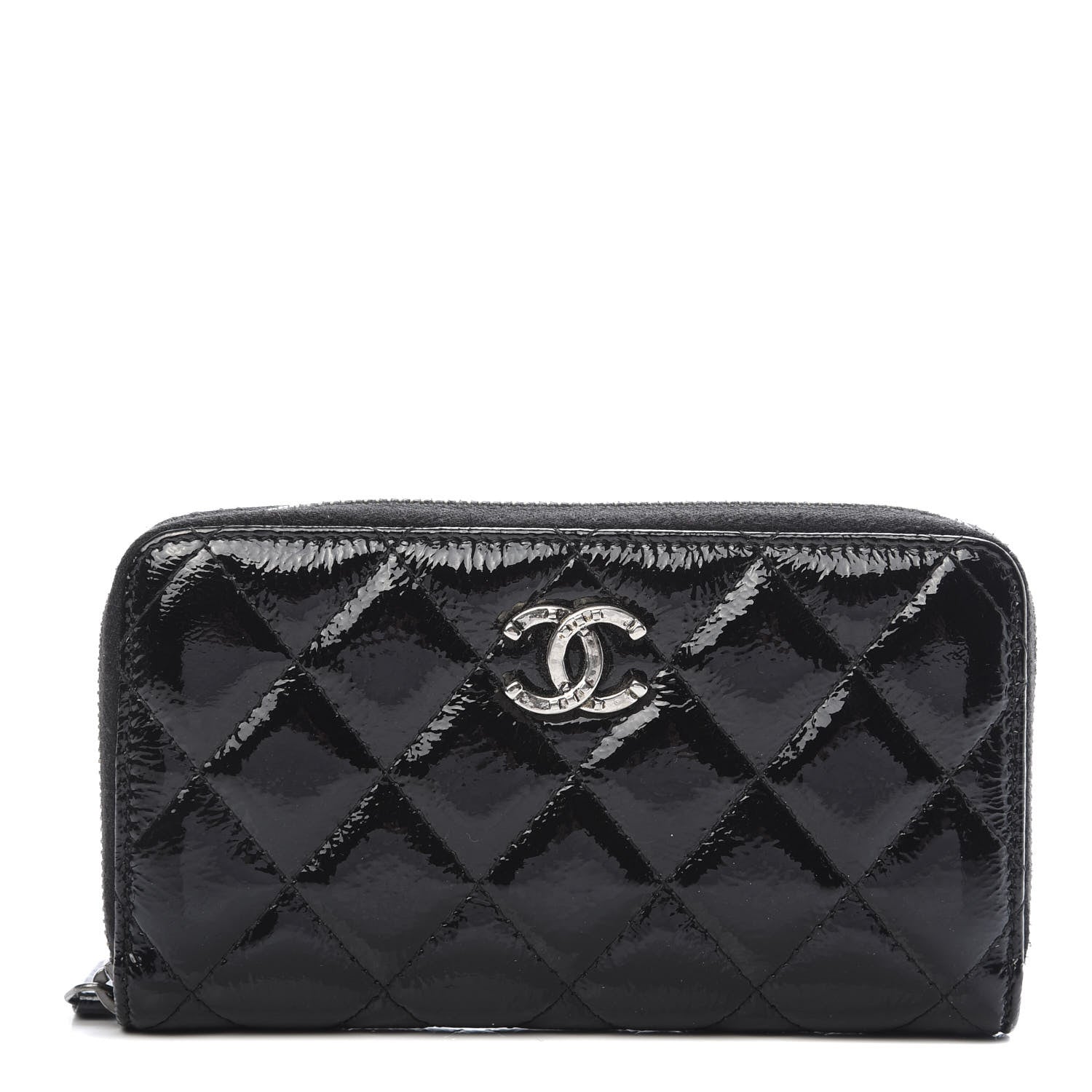 Chanel Patent Goatskin Paris Dallas Zip Around Wallet Black 1 of 11