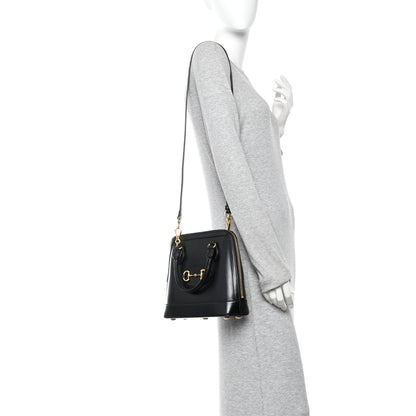 Gucci Boarded Plutone Calfskin Small Horsebit 1955 Top Handle Bag Black 2 of 12