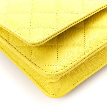 Chanel Caviar Quilted Wallet on Chain WOC Yellow 10 of 12