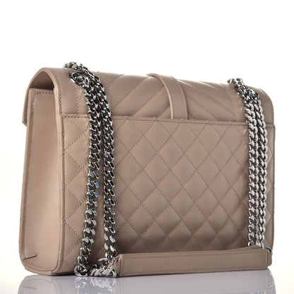 Saint Laurent Grain De Poudre Textured Mixed Matelasse Medium Triquilt Monogram Satchel Dark Beige 3 of 8