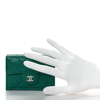 Chanel Caviar Quilted Double Flap Wallet Green 2 of 11