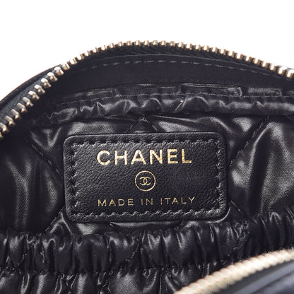 Chanel Lambskin Quilted Small Curvy Pouch Cosmetic Case Black 6 of 8