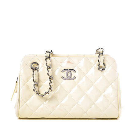 Chanel Patent Quilted Tote White 1 of 10