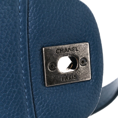 Chanel Grained Calfskin Quilted Large Casual Pocket Bowling Bag Blue 9 of 16