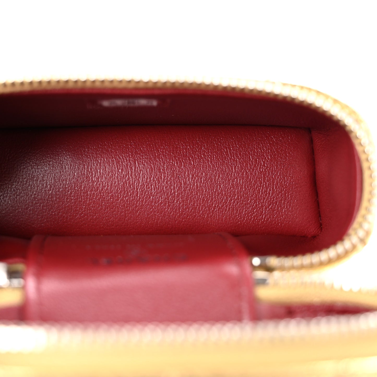 Metallic Calfskin Quilted Mini Vanity Bag Charm With Hook Gold