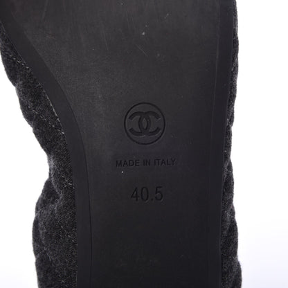Chanel Tweed Quilted Camellia Cap Toe Ballerina Flats 40.5 Grey 8 of 10