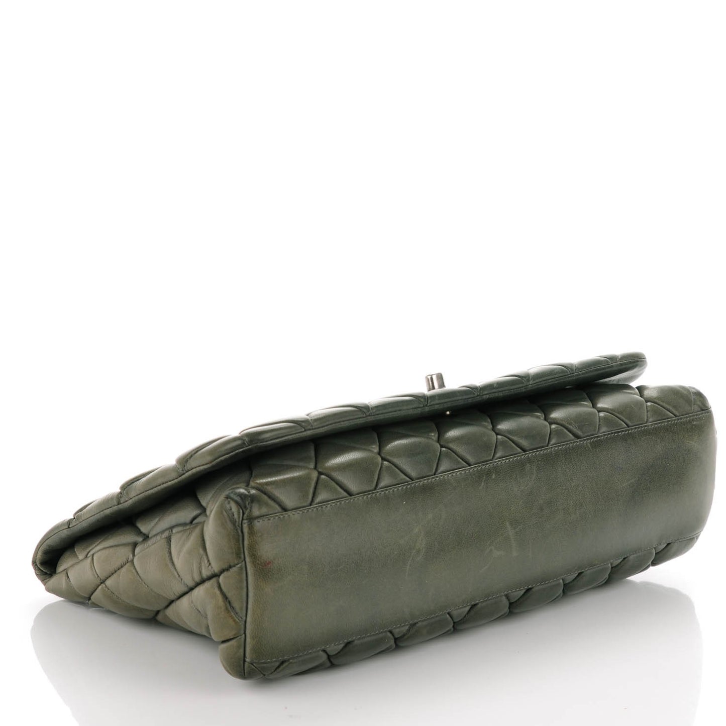 Lambskin New Bubble Quilt Flap Green