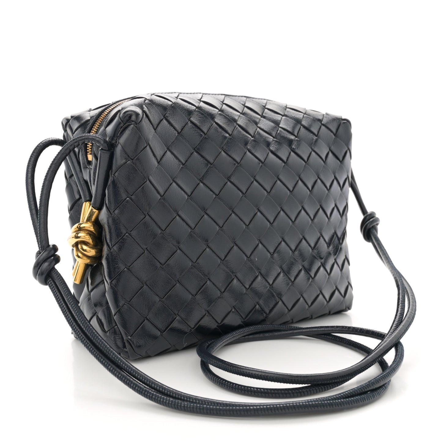 Polished Nappa Intrecciato Knot Small Loop Camera Bag Space