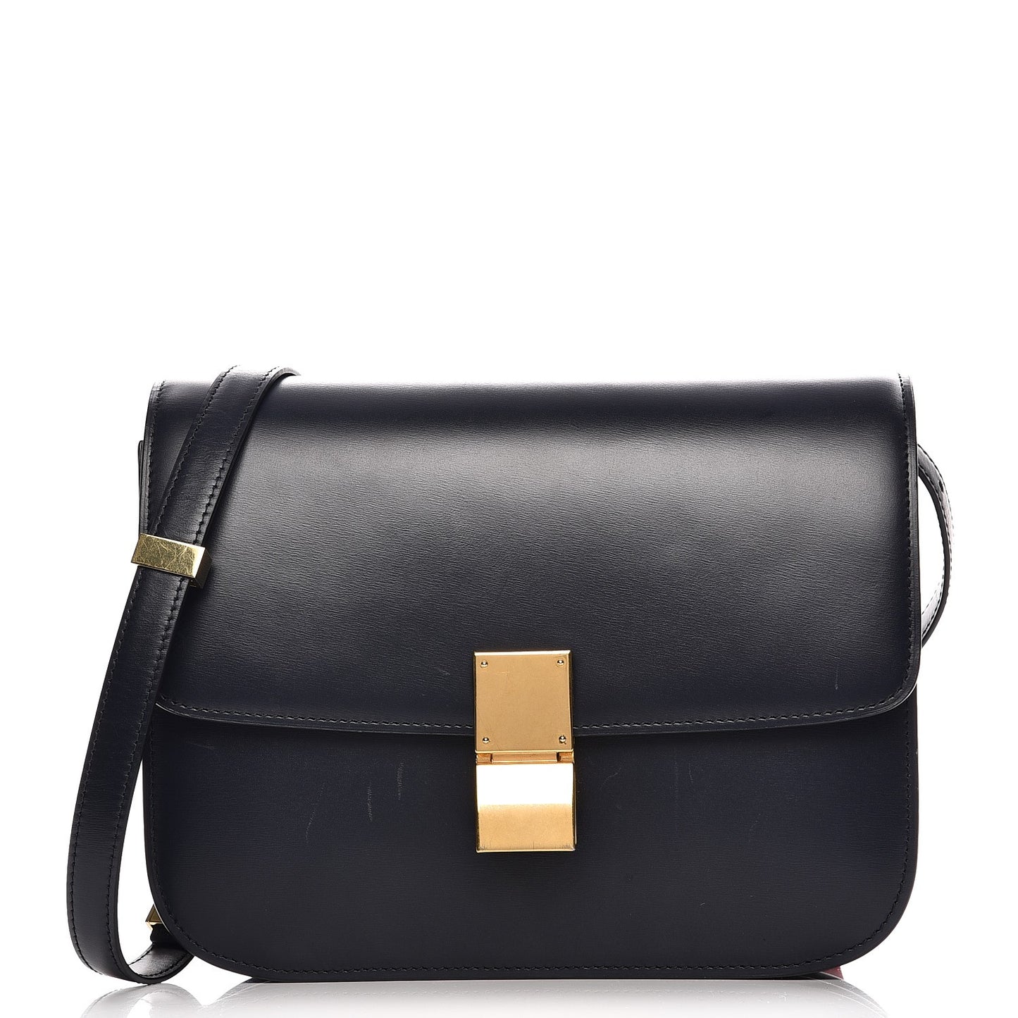 Box Calfskin Medium Classic Box Flap Bag Navy