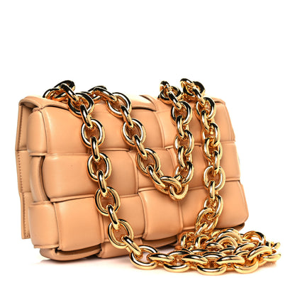 Bottega Veneta Lambskin Maxi Intreccio Padded Chain Cassette Crossbody Bag Almond 11 of 20