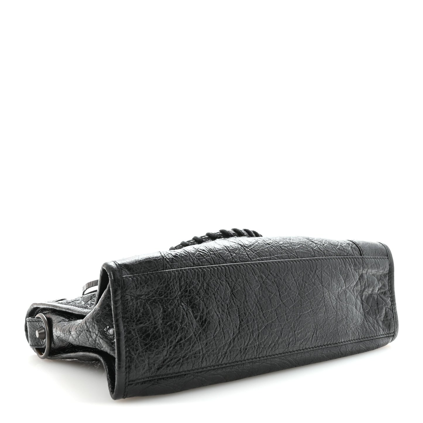 Agneau Classic Hardware S City Logo Strap Black White