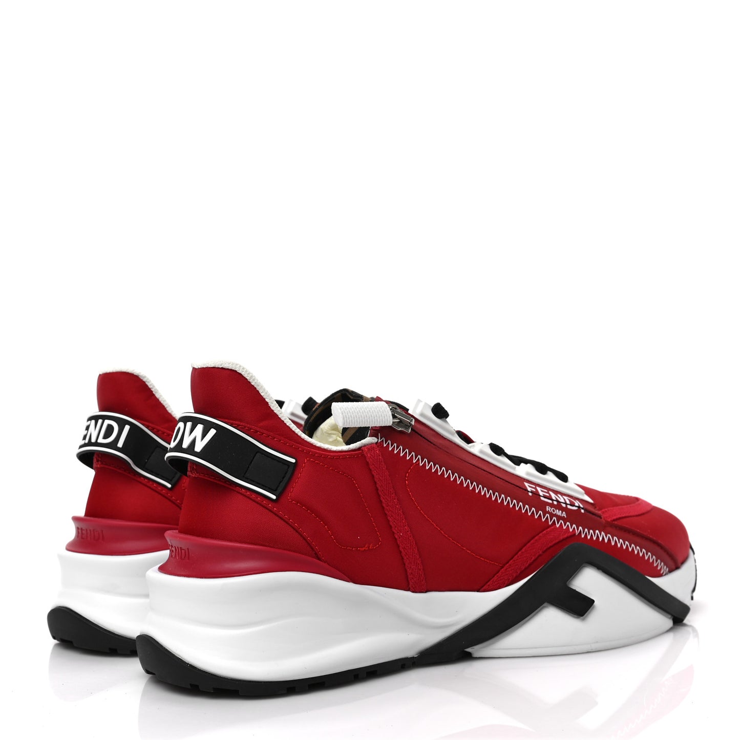Nylon Lycra FF Mens Fendi Flow Low Top Sneakers 8 Rosso Tobacco Black