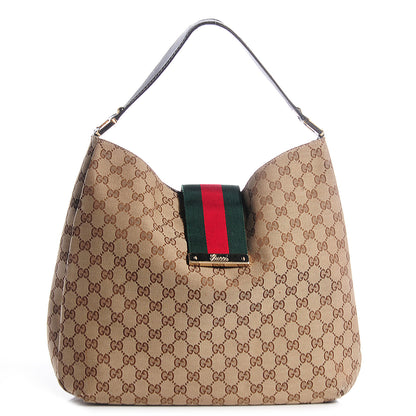 Gucci Monogram New Ladies Web Large Hobo Brown 1 of 7