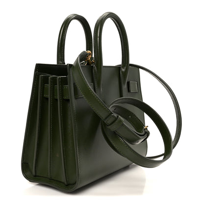 Saint Laurent Calfskin Nano Sac Leather Satchel Dark Pine 3 of 10