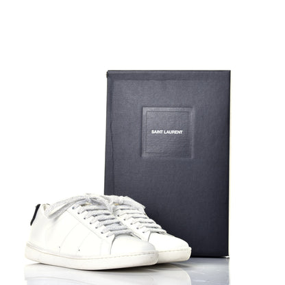 Saint Laurent Calfskin Metallic Ayers Signature Court Lips Sneakers 36 Optic White 10 of 10