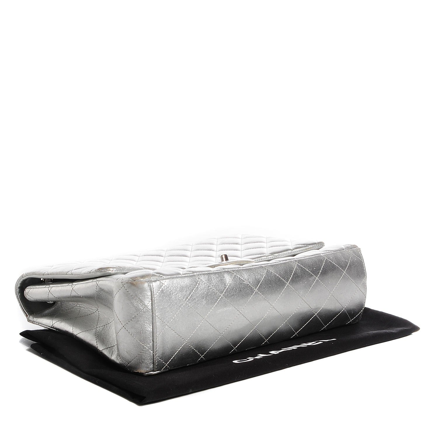 Chanel Metallic Lambskin Quilted Maxi Single Flap Silver 4 of 9