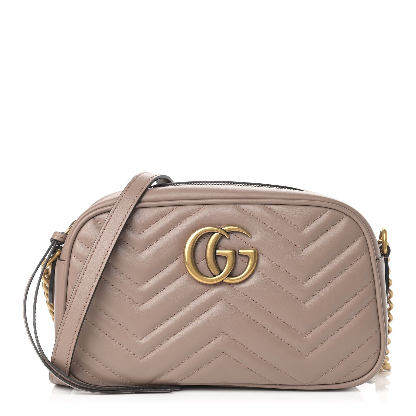 Calfskin Matelasse Small GG Marmont Chain Shoulder Bag Porcelain Rose