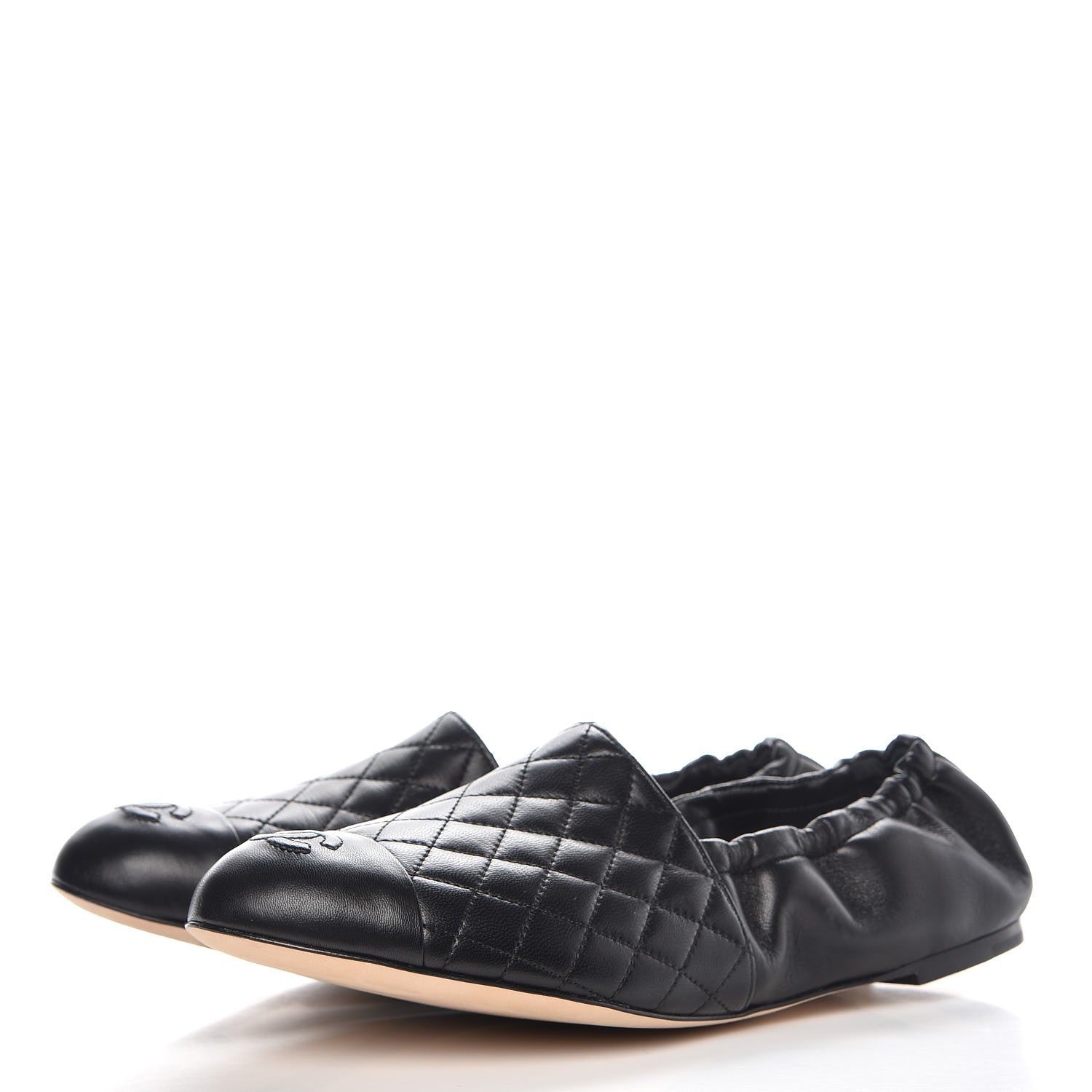 Chanel Lambskin Quilted Elastic CC Loafers 40 Black 3 of 9