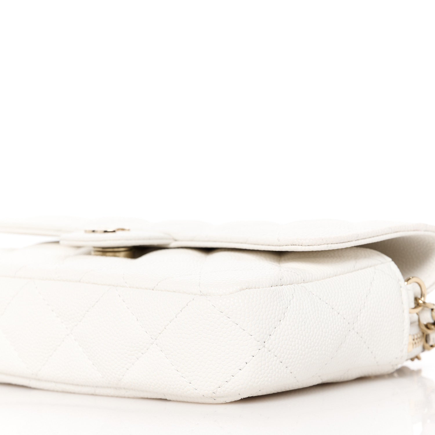 Chanel Caviar Quilted Flap Phone Holder With Chain White 12 of 13