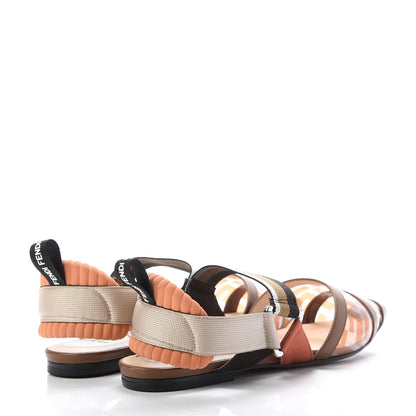 Fendi PVC Calfskin FF Colibri Slingback Ballerina Flats 37 Aranciata Cuoio 4 of 9