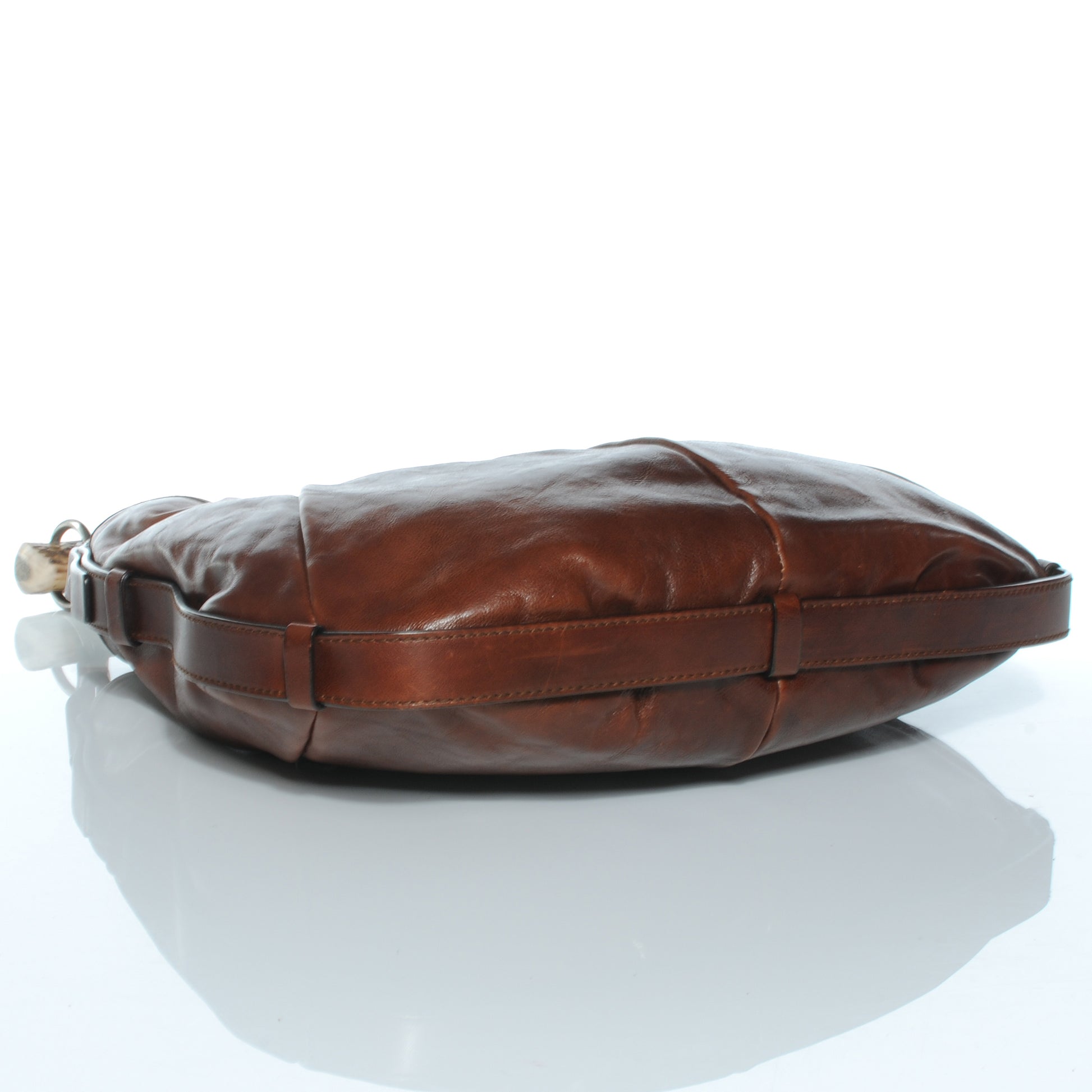 Saint Laurent Buffalo Leather Medium Mombasa Horn Bag Cognac 5 of 8
