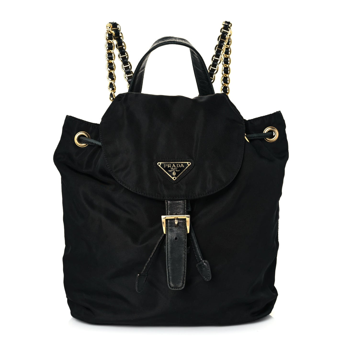 Tessuto Nylon Vela Chain Backpack Black