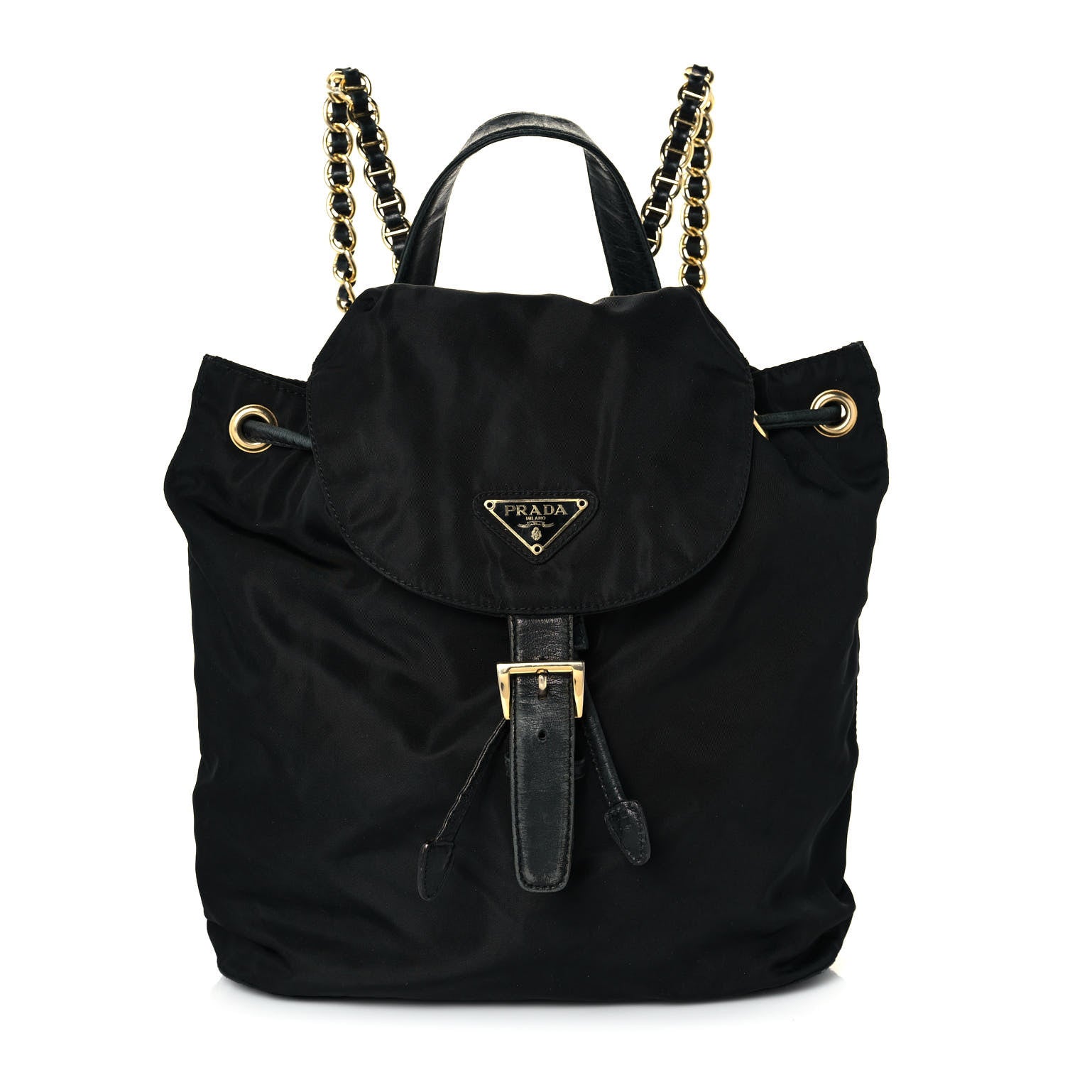 Prada Tessuto Nylon Vela Chain Backpack Black 1 of 15