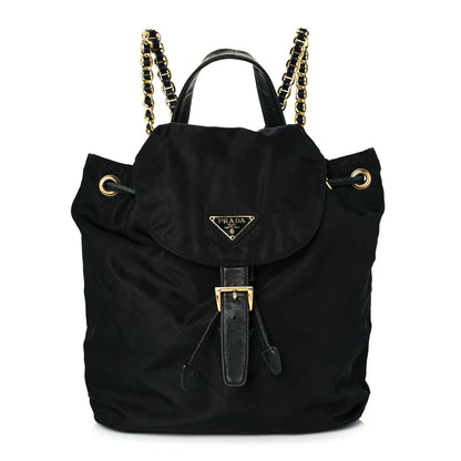 Prada Tessuto Nylon Vela Chain Backpack Black 1 of 15