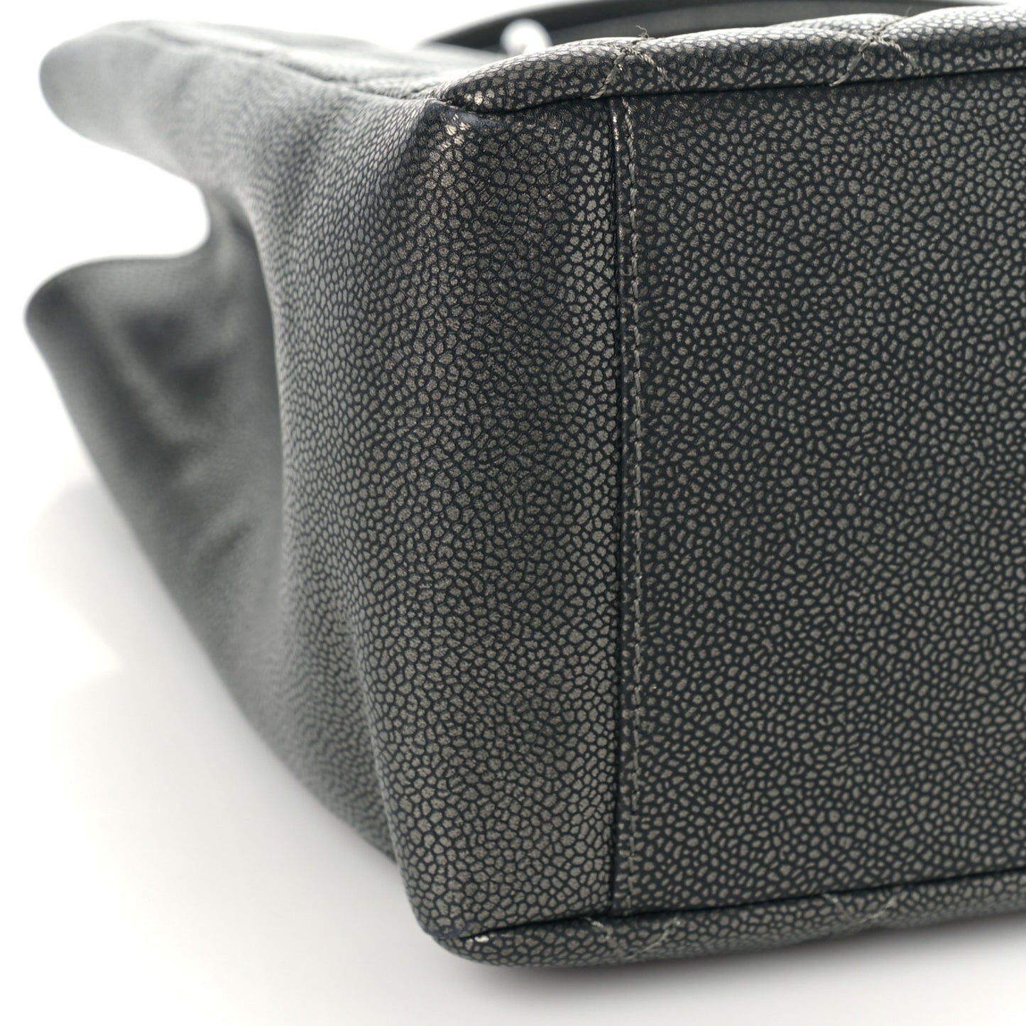 Metallic Caviar Quilted Grand Shopping Tote GST Dark Silver
