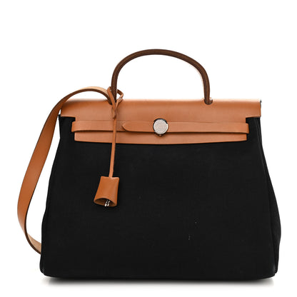 Hermes Barenia Toile Herbag 2 in 1 PM Black 1 of 19