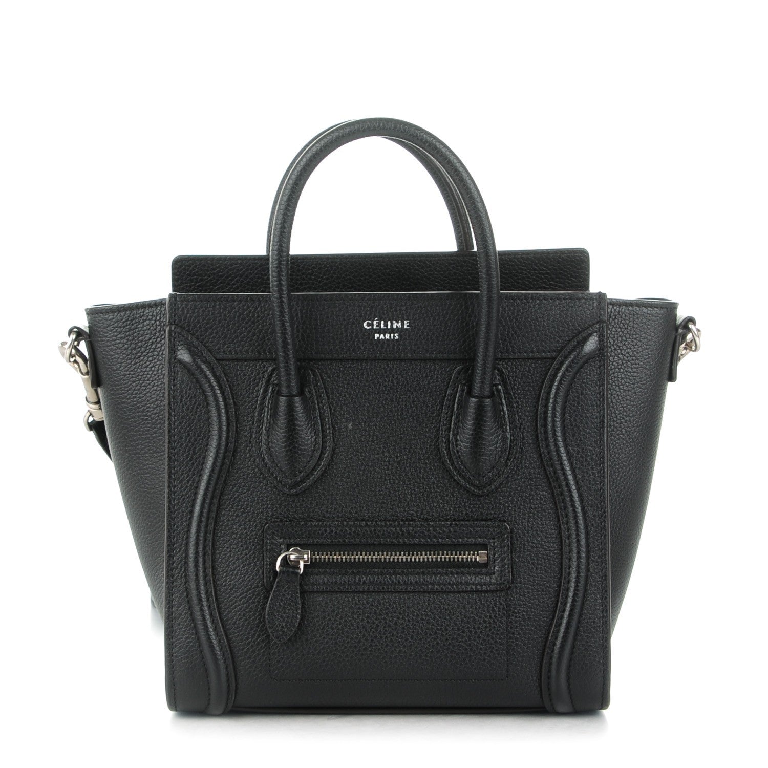 Celine Drummed Calfskin Nano Luggage Black 1 of 12