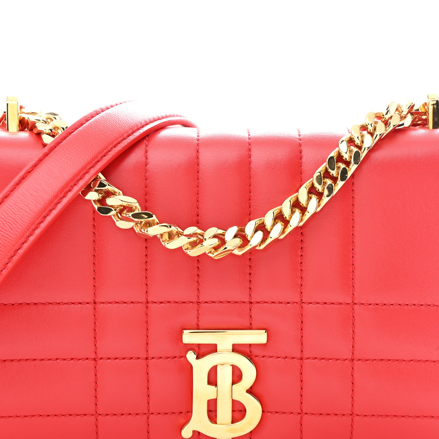 Burberry Lambskin Quilted Small Lola Bag Bright Red 8 of 10