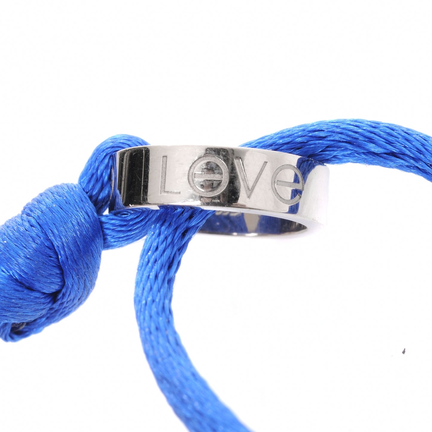 18k White Gold Charity LOVE Adjustable Cord Bracelet Royal Blue