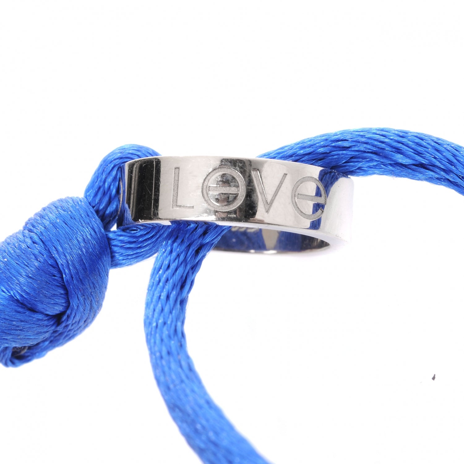 Cartier 18k White Gold Charity LOVE Adjustable Cord Bracelet Royal Blue 5 of 6