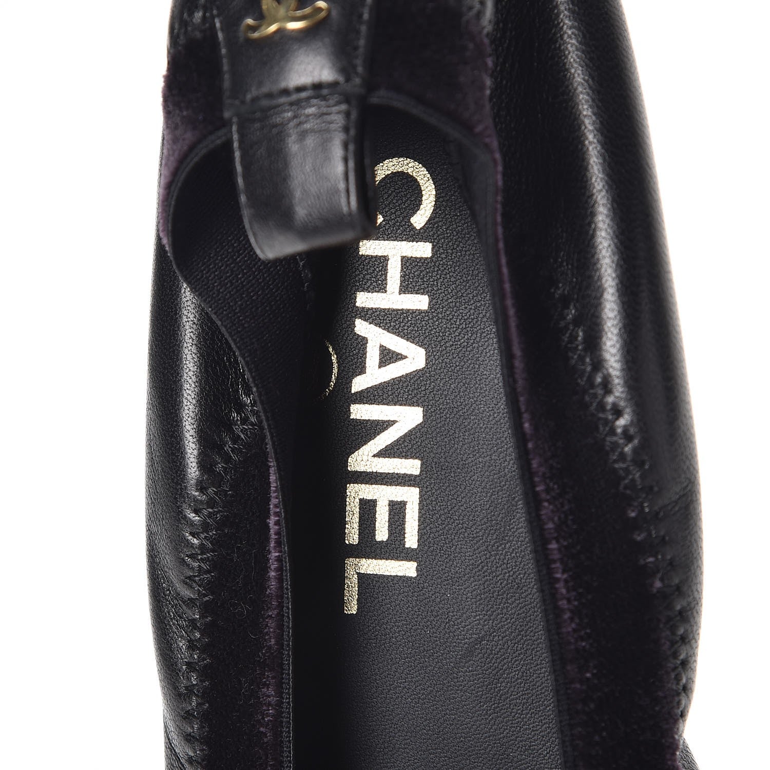 Chanel Lambskin Suede Camellia Cap Toe Ballerina Flats 37 Black 7 of 8