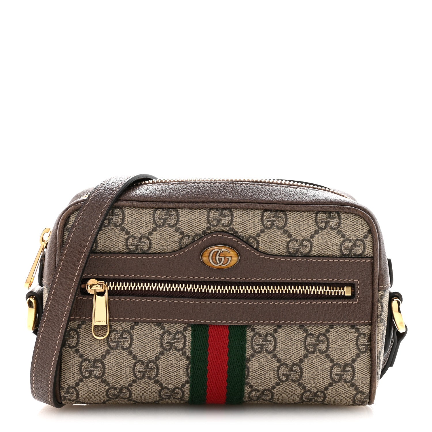 Gucci GG Supreme Monogram Web Mini Ophidia Shoulder Bag Brown 1 of 15
