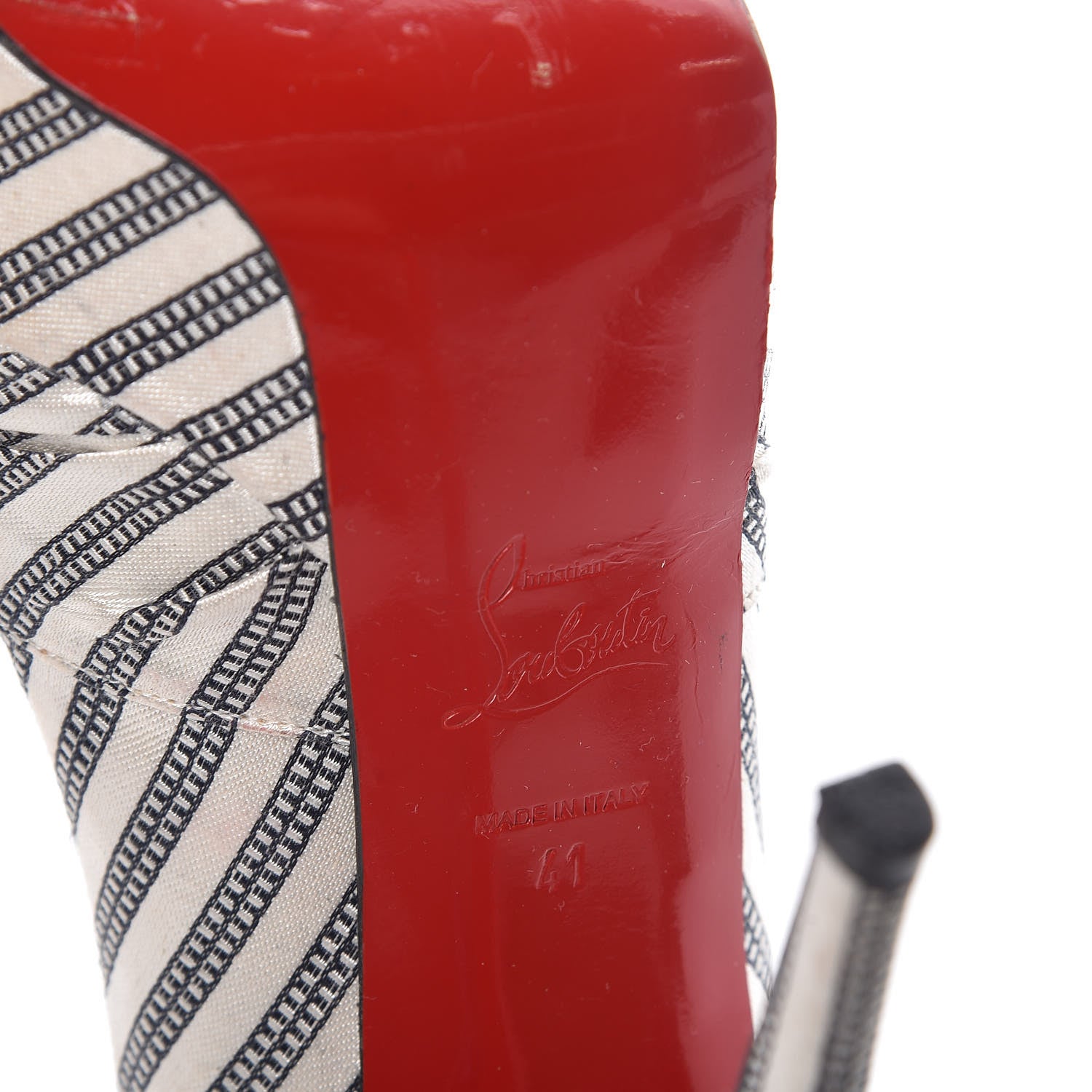 Christian Louboutin Linen Greissimo 140 Pumps 41 Black Navy 7 of 9
