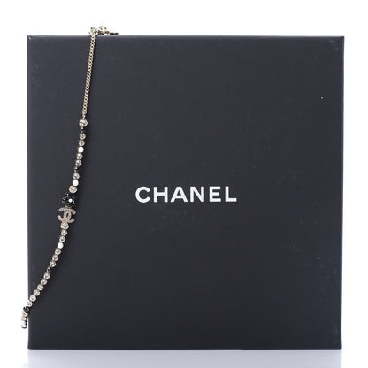 Chanel Crystal Pearl Glass Beaded CC Short Necklace Gold White Black 5 of 5