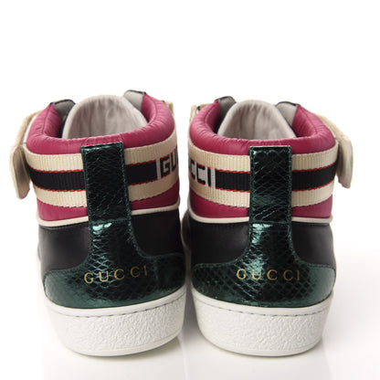 Gucci Calfskin Ayers Web New Ace Stripe High Top Sneakers 38.5 Black 5 of 10