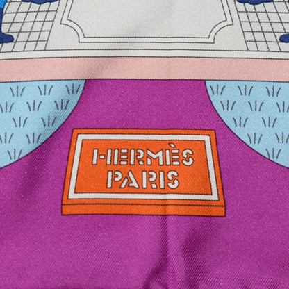 Hermes Silk La Maizeon des Carres Scarf 90 Fuchsia Blanc Multicolor 3 of 5