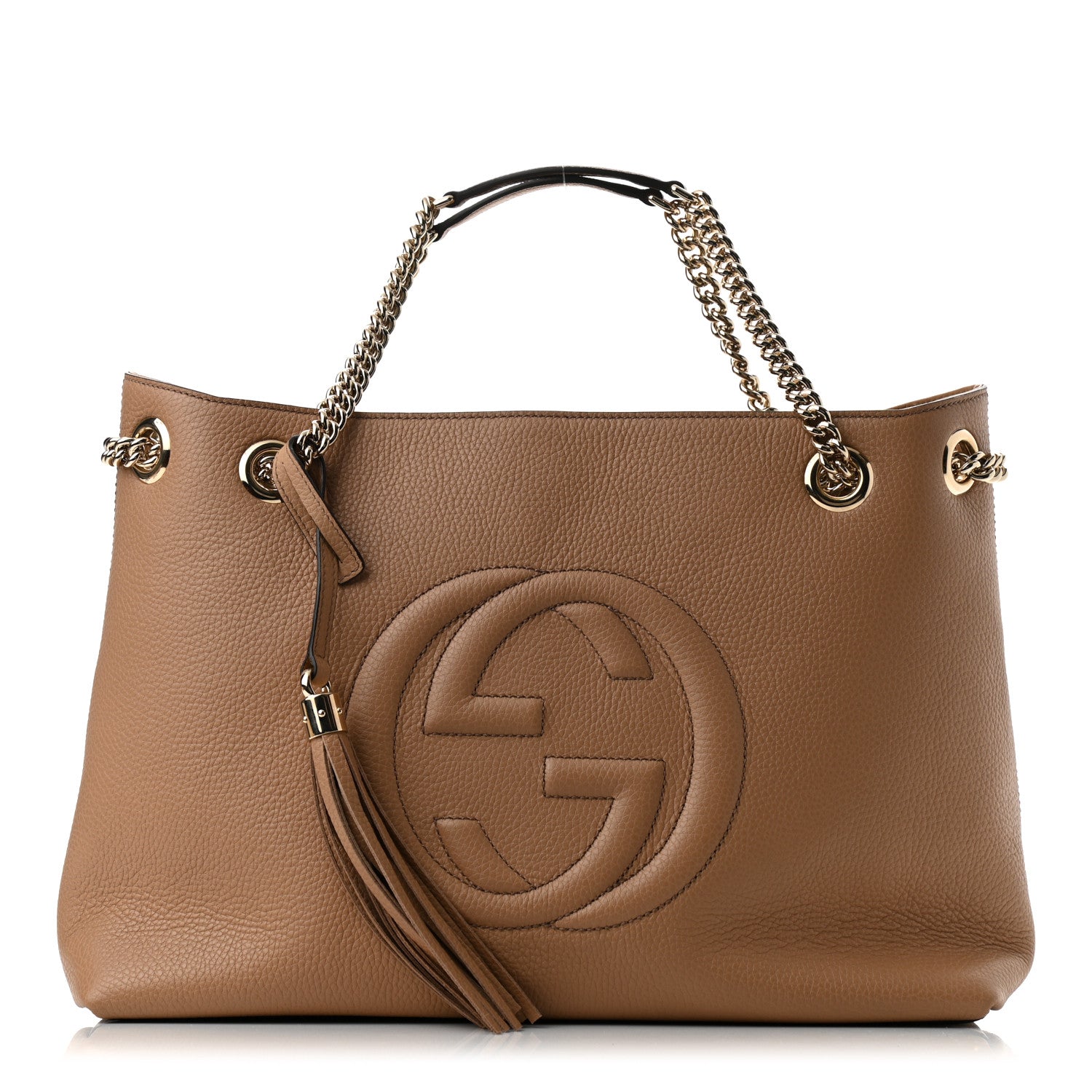 Gucci Pebbled Calfskin Medium Soho Chain Shoulder Bag Camelia 1 of 10