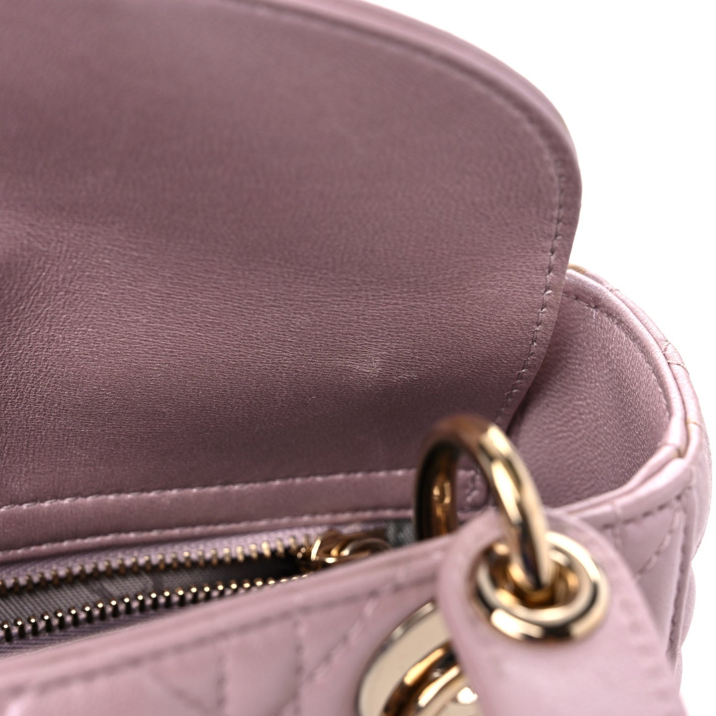 Metallic Lambskin Cannage Mini Lady Dior Lotus