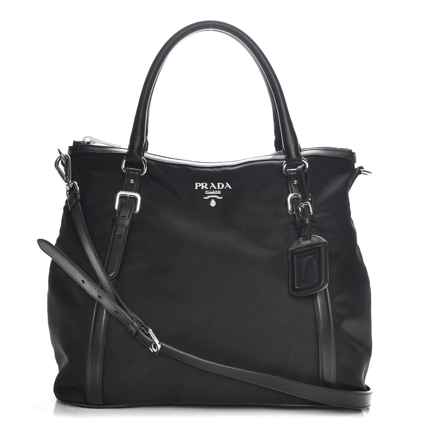 Tessuto Nylon Soft Calf Tote Nero Black